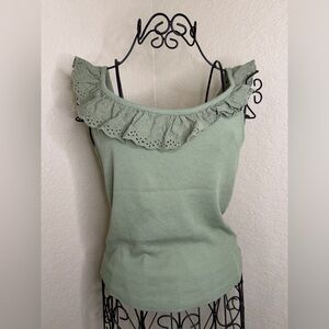 American Eagle Outfitters Sage Ruffle Tank Top